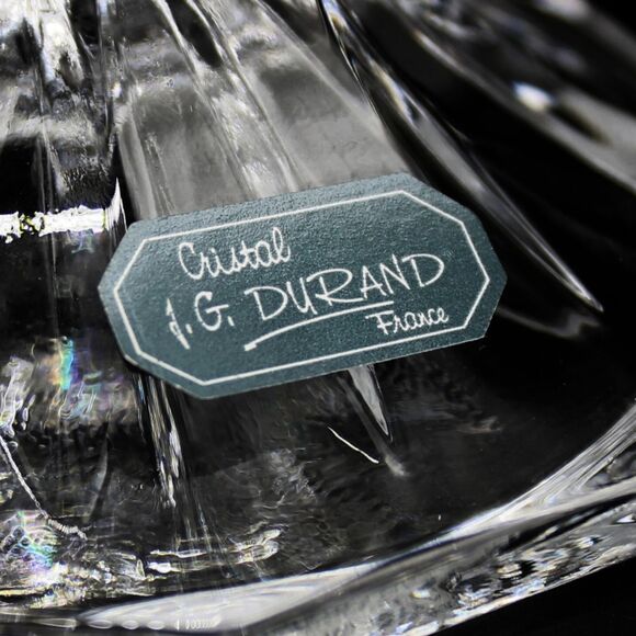 Elegant Vintage Crystal Pedestal Compote Dish JG Durand France - Hobstar Pattern - Picture 5 of 5